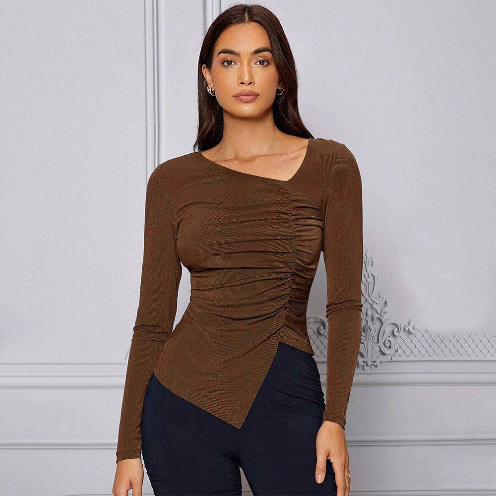 Women's French Elegant Style T-Shirt AutumnWinter Domineering And Intellectual Style High-End Slim Fit Top