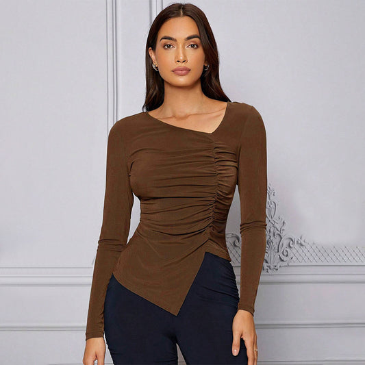 Women's French Elegant Style T-Shirt AutumnWinter Domineering And Intellectual Style High-End Slim Fit Top