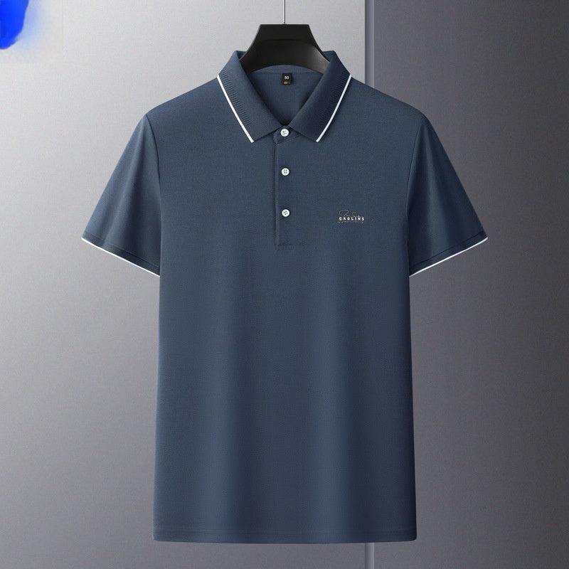 Men's Summer New Style Casual Business Rhinestone-Embroidered T-Shirt