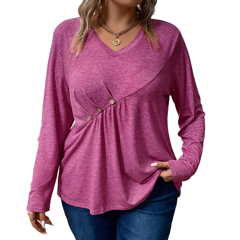 Women's Long-sleeved Waist-cinching Short Base Shirt With Pleated Slim-fit Top