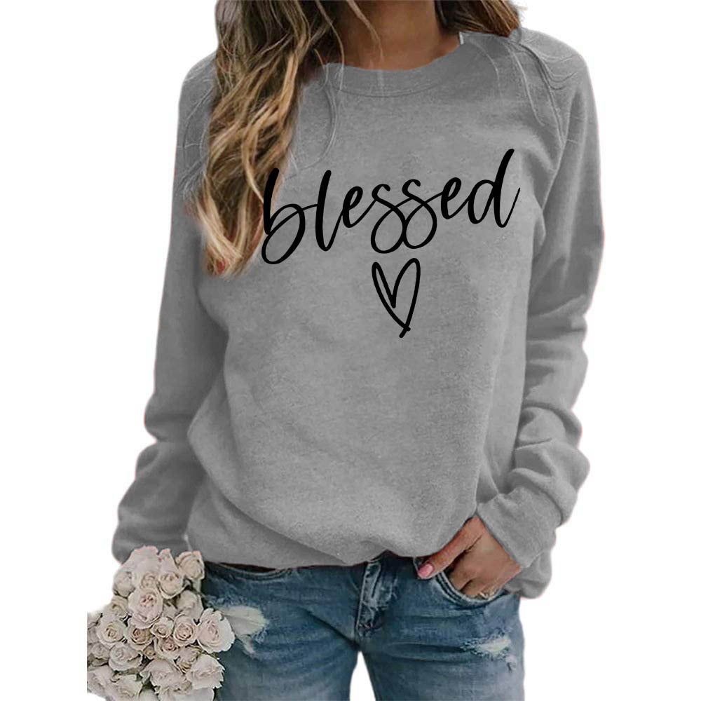 Love Print Round Neck Women's Top