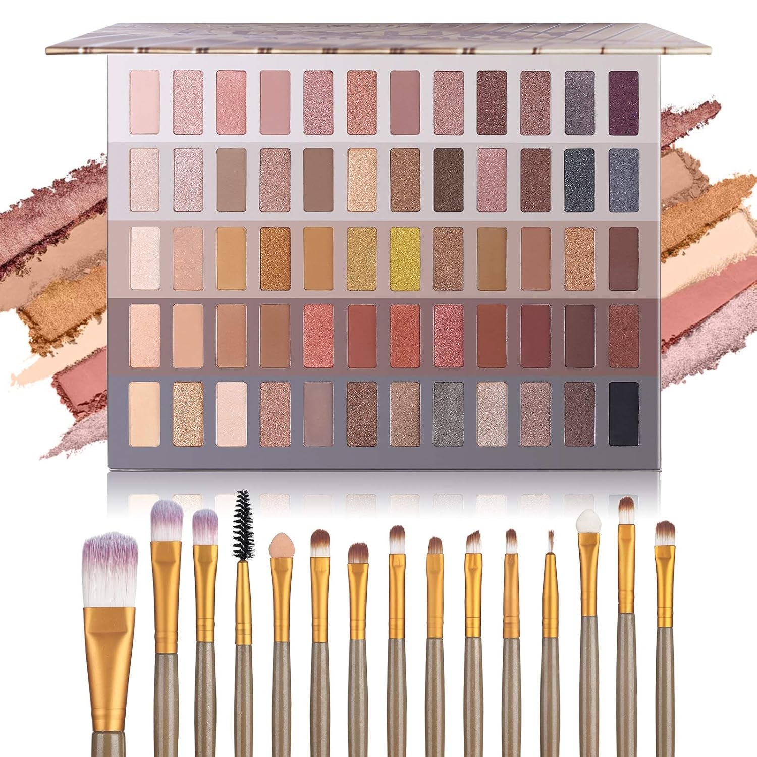 Luxury Gathering Neutral Eyeshadow Makeup Palette, Naked Shimmer Matte Metallic Glitter Subtle Eyes Shadow,High Pigmented Nudes Creamy Smokey Pallet Set
