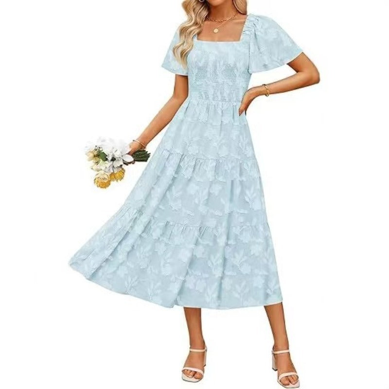 Best-selling Solid-color Off-shoulder High-waist Maxi Dress For Women