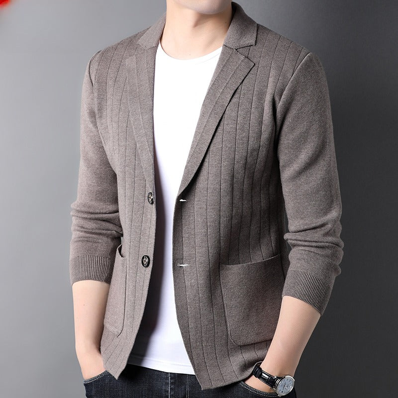 Herre Uld Strikket Habitjakke Koreansk-Stil Trendy Sweater