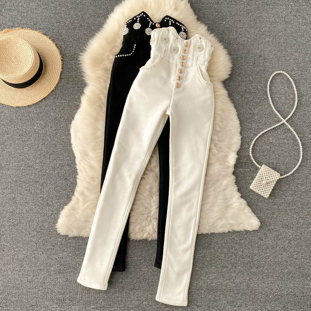 Ladies Versatile Discount Beaded Slim Pencil Pants