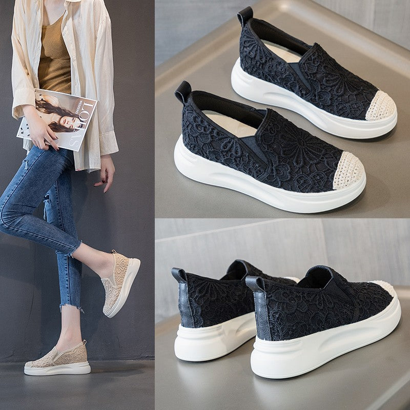 Fisherman's Shoes, Women's Inner Heightening Loafers, Foot Lace, Lightweight And Breathable