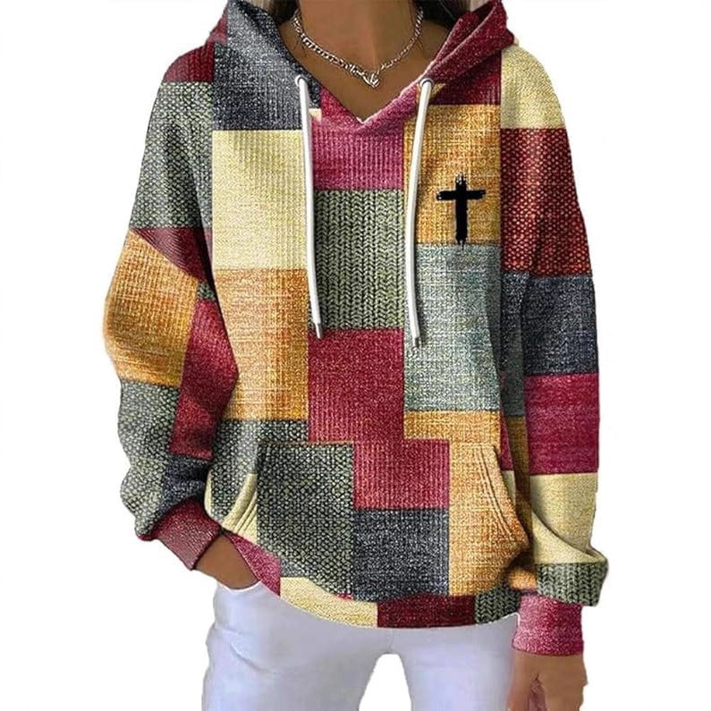 Stylish Casual Womens Hoodie With A Classic Plaid Design