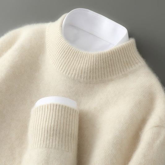 Half Wool Batwing Knit Sweater Solid Color Casual Base Shirt
