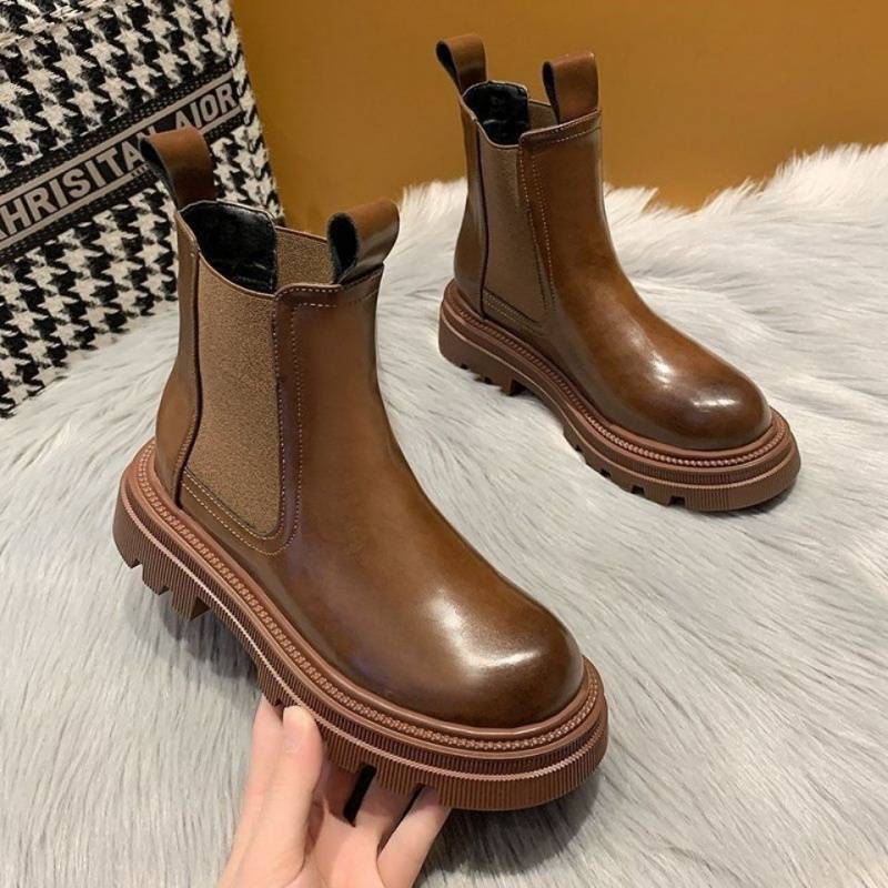 Leather Martin Boots Girls Korean Style Smoke Tube Boots