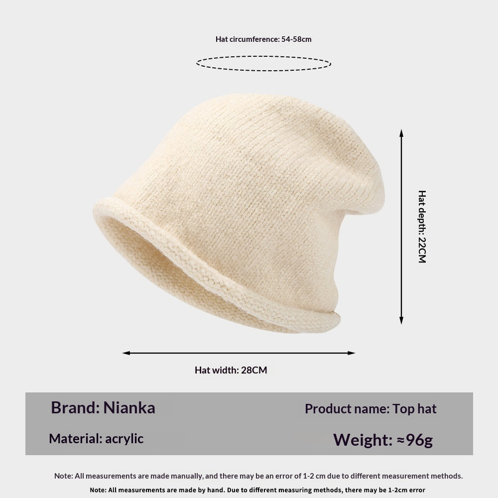 Dame Efterår/Vinter Beanie med rullet kant for varme