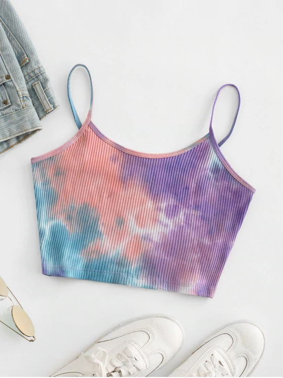 Ink Tie-dye Printing Hanging Wide Loose Short Thread Elastic Small Sling