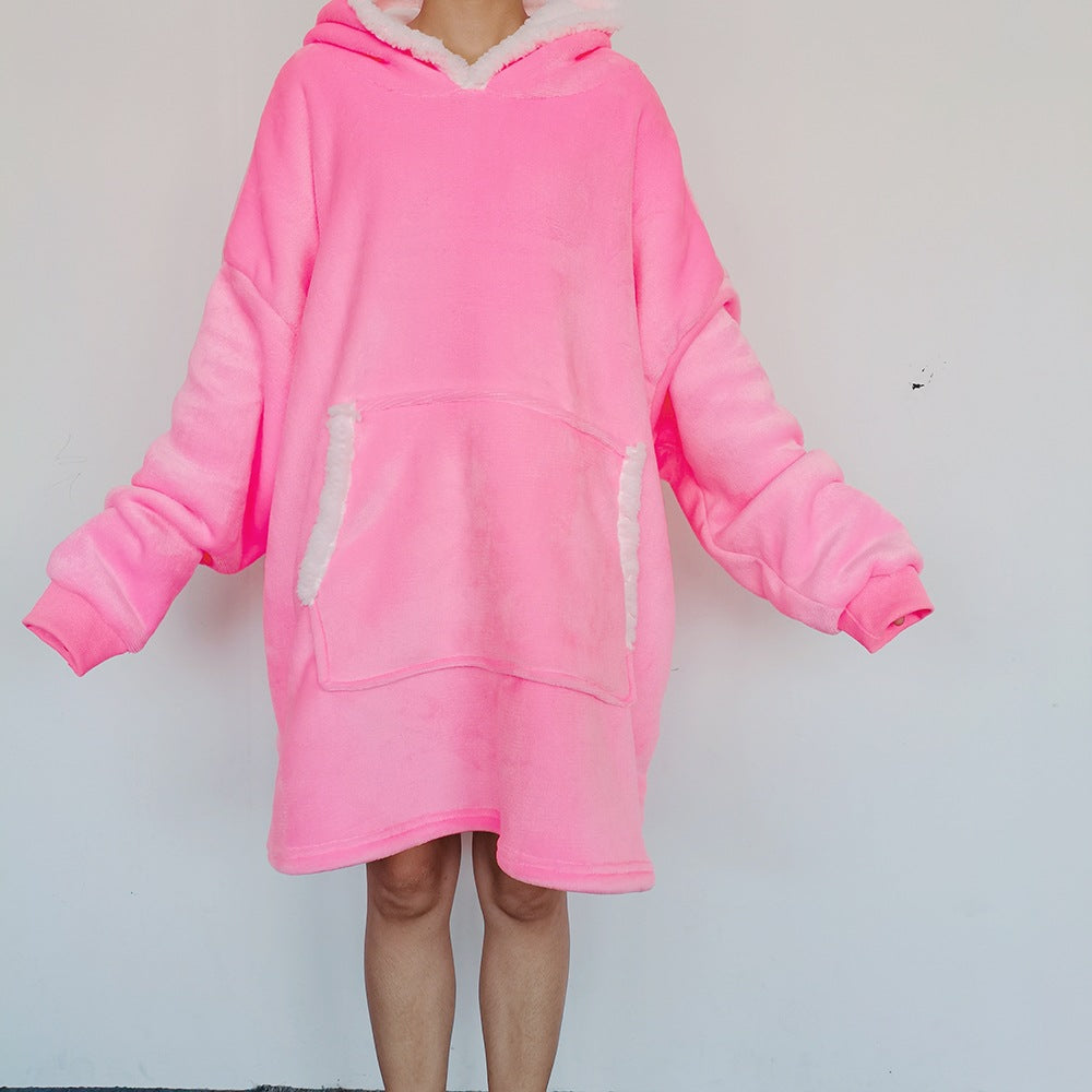 Flannel Lazy Fleece-lined Thickened Double Layer Composite Pullovers Home Wear