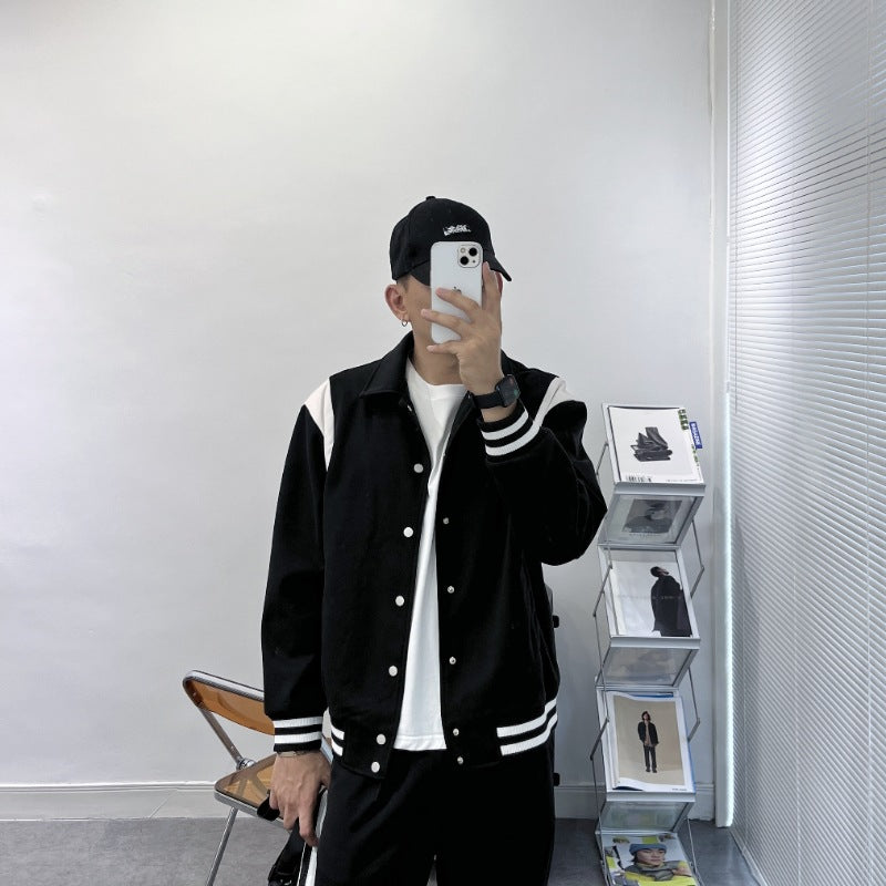 Casual Embroidered Jacket Lapel Loose Stitching Baseball Uniform