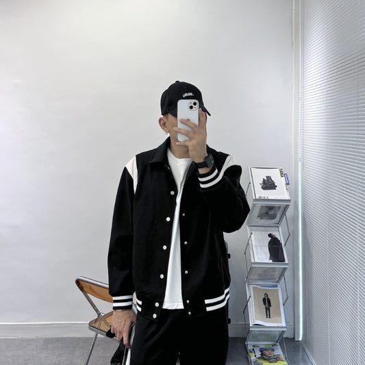 Casual Embroidered Jacket Lapel Loose Stitching Baseball Uniform