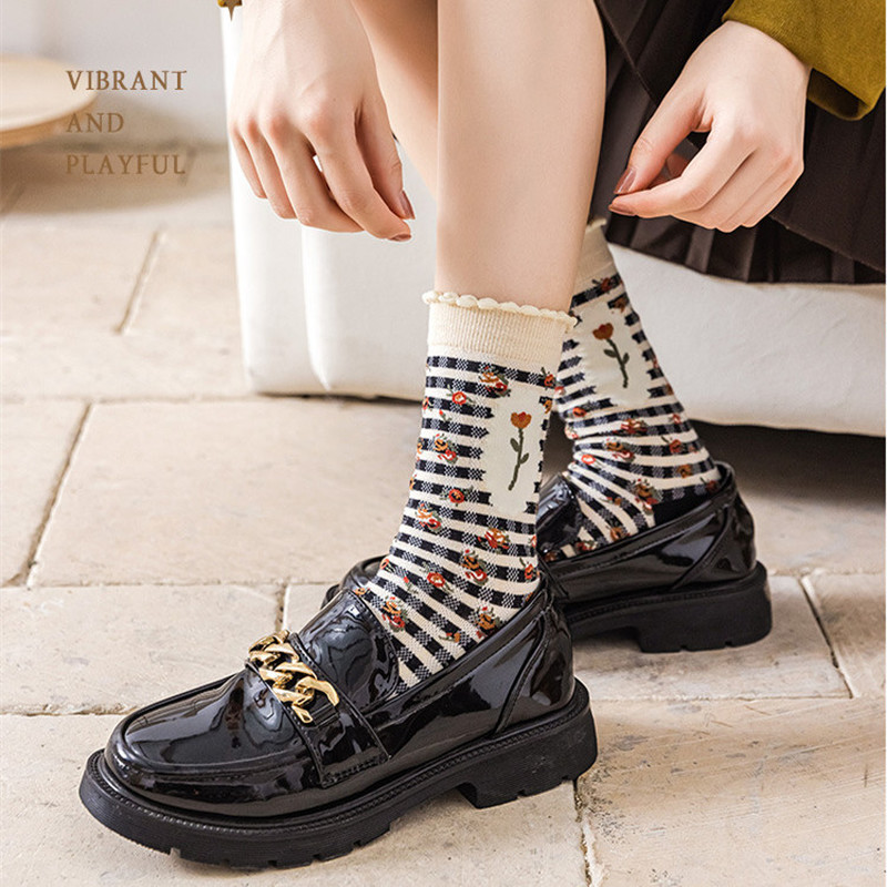 Black Women's Tube Socks Pure Cotton