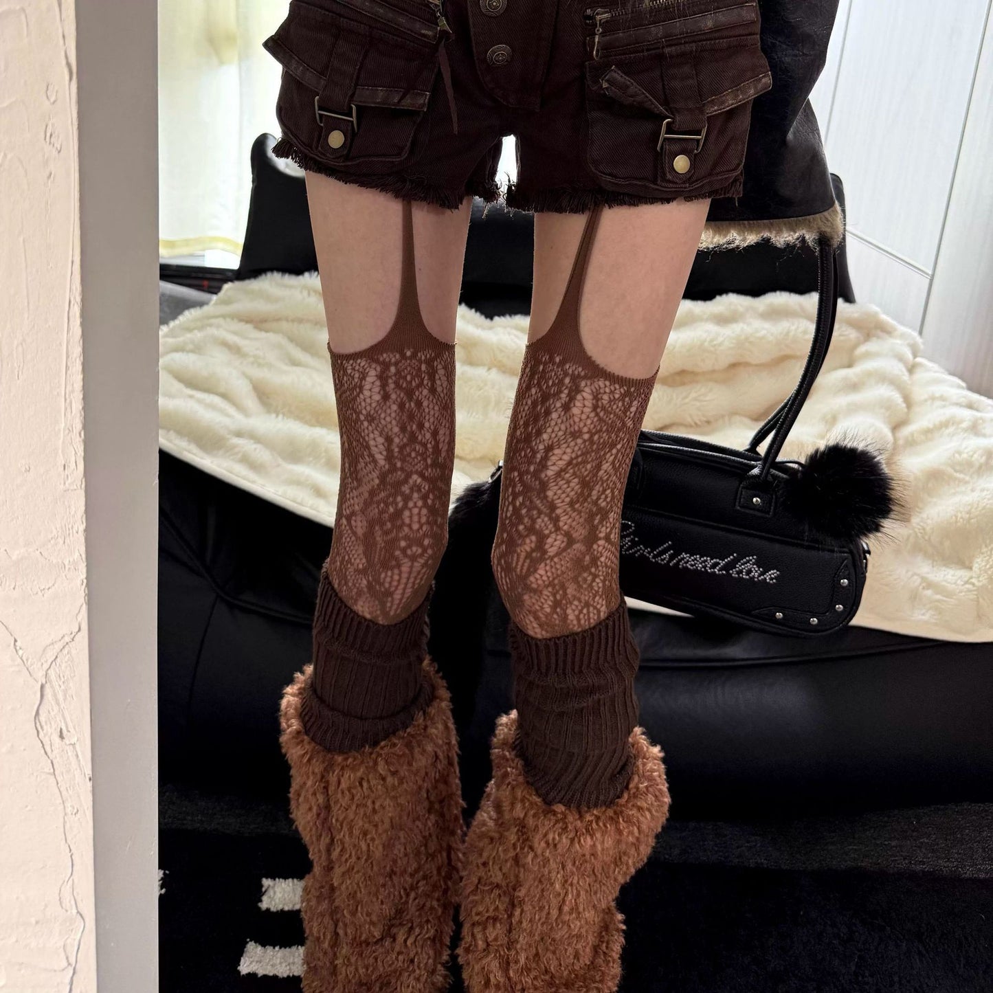 Artistic Vintage Floral Openwork Classic Suspender Stockings