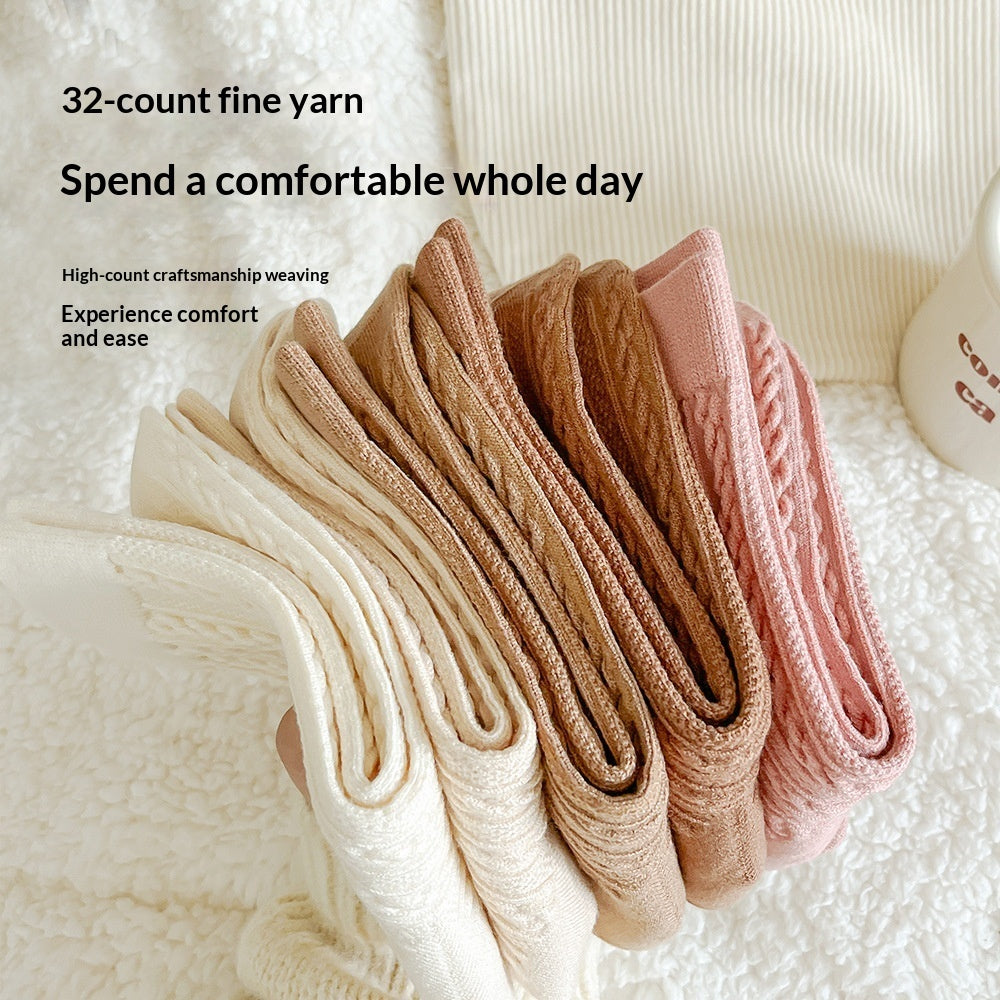 Womens Fleece-Lined Winter Cable-Knit Stockings