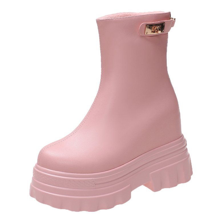 Internally Increased 4CM Short Boots Wedge Heel Flat Bottom Shows High