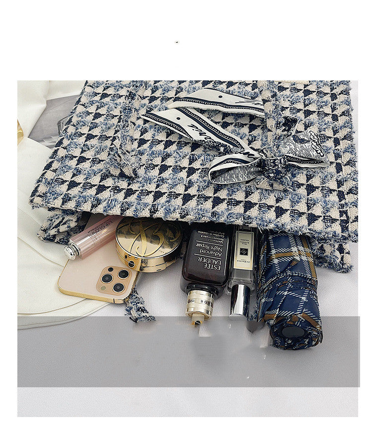 Textured Plaid Commuter Canvas Large Capacity Tote