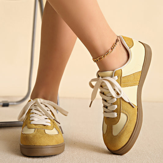 Round Toe All-matching Lace-up Flat Retro Low-top Sports Board Shoes