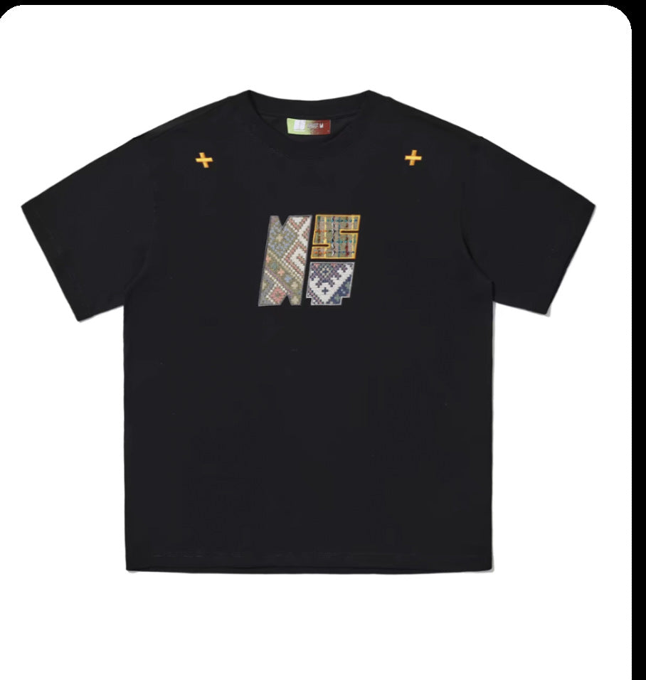 Paste Cloth Embroidery Retro Loose Casual All-match Short-sleeved T-shirt