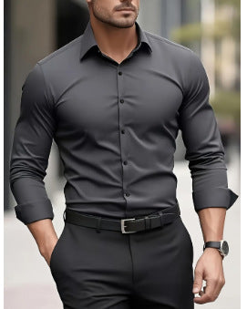 Men's Pigment Business Casual Long Sleeve Shirt