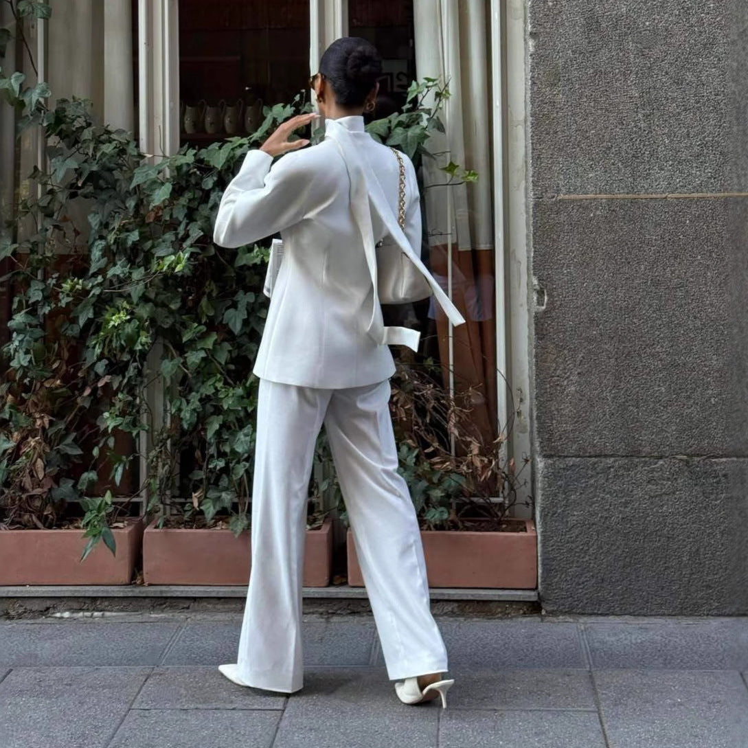 Long-sleeve Jacket And Loose Wide-leg Pants Set