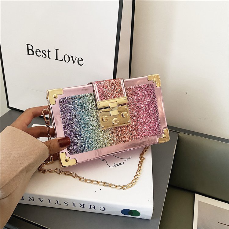 Personalized Gradient Color Sequins Ladies Chain Pouch