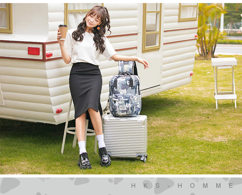 Printed Hand-carrying Female College High School Student Computer Large Capacity Travel Bag