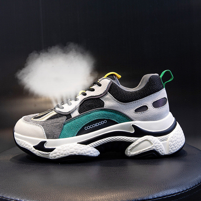 Women's Thick Sole Breathable Leather Casual Sneakers