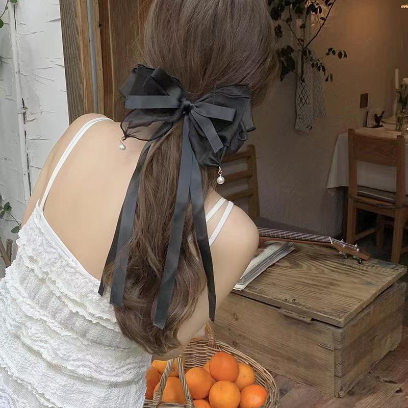 Fairy Beautiful Women's Mesh Ribbon Back Head Spring Clip