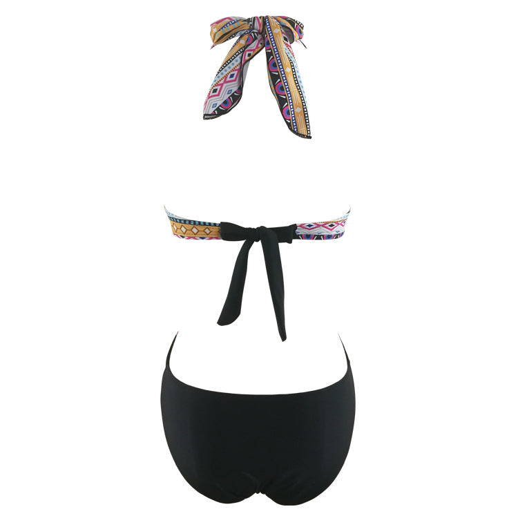 Printed Siamese Back Hollow Halter