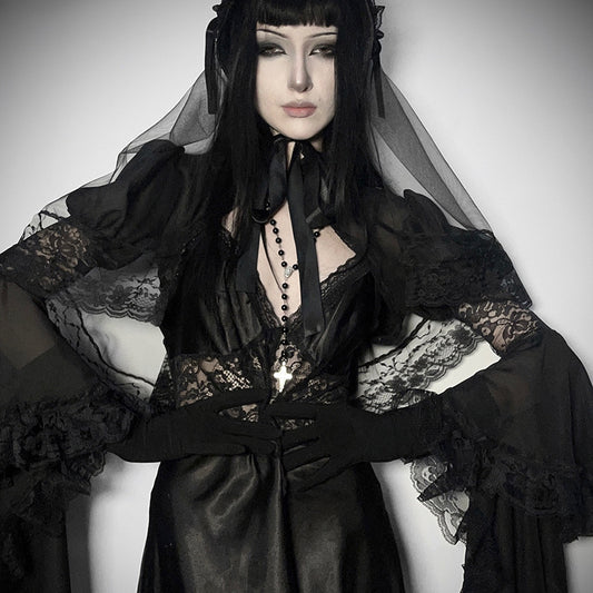 Versatile Edgy Dark-style Chiffon Cover-up For A Cozy Effortless Look