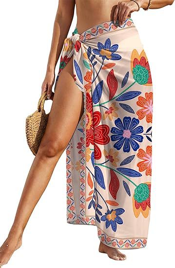 Women's Sheer Sarong High-Slit One-Size Swimsuit Cover-Up