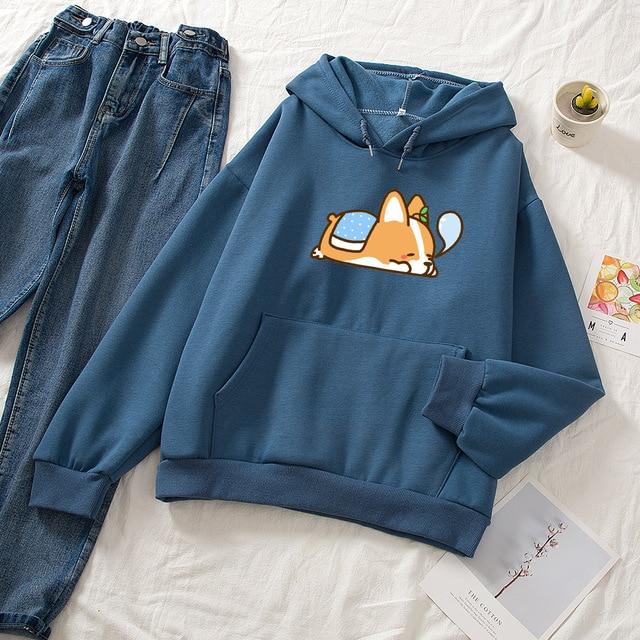 Plus Size Hoodie Custom Advertising Shirt Corgi Print