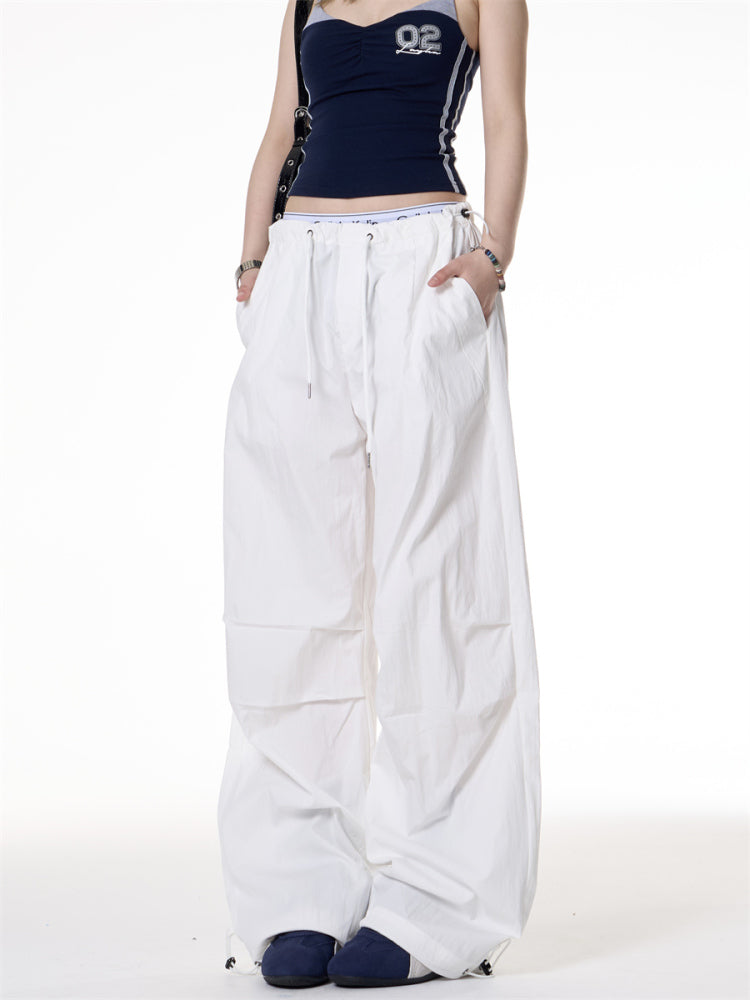 Retro Hot Girl Style Pleated Loose Casual Paratrooper Pants
