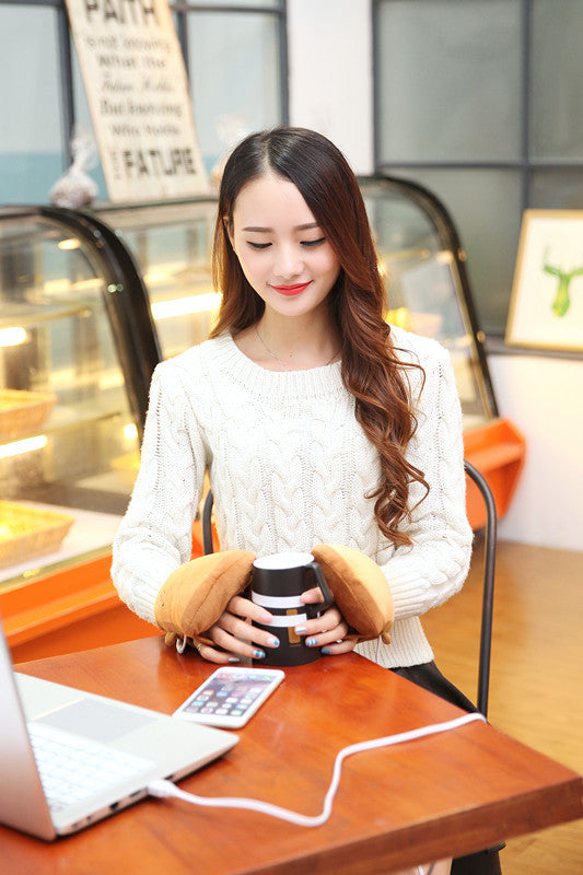Cartoon warm gloves charging electric heating warm fashion fingerless gloves