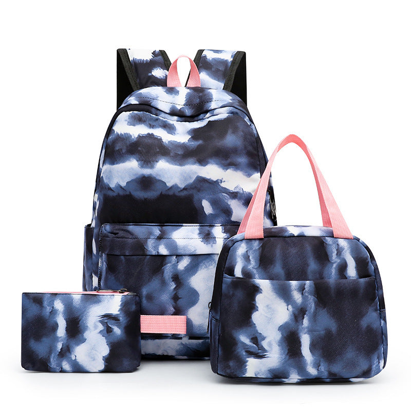 Three-piece Girl Starry Sky Graffiti Printing Primary School Student Schoolbag Lightweight Waterproof Backpack