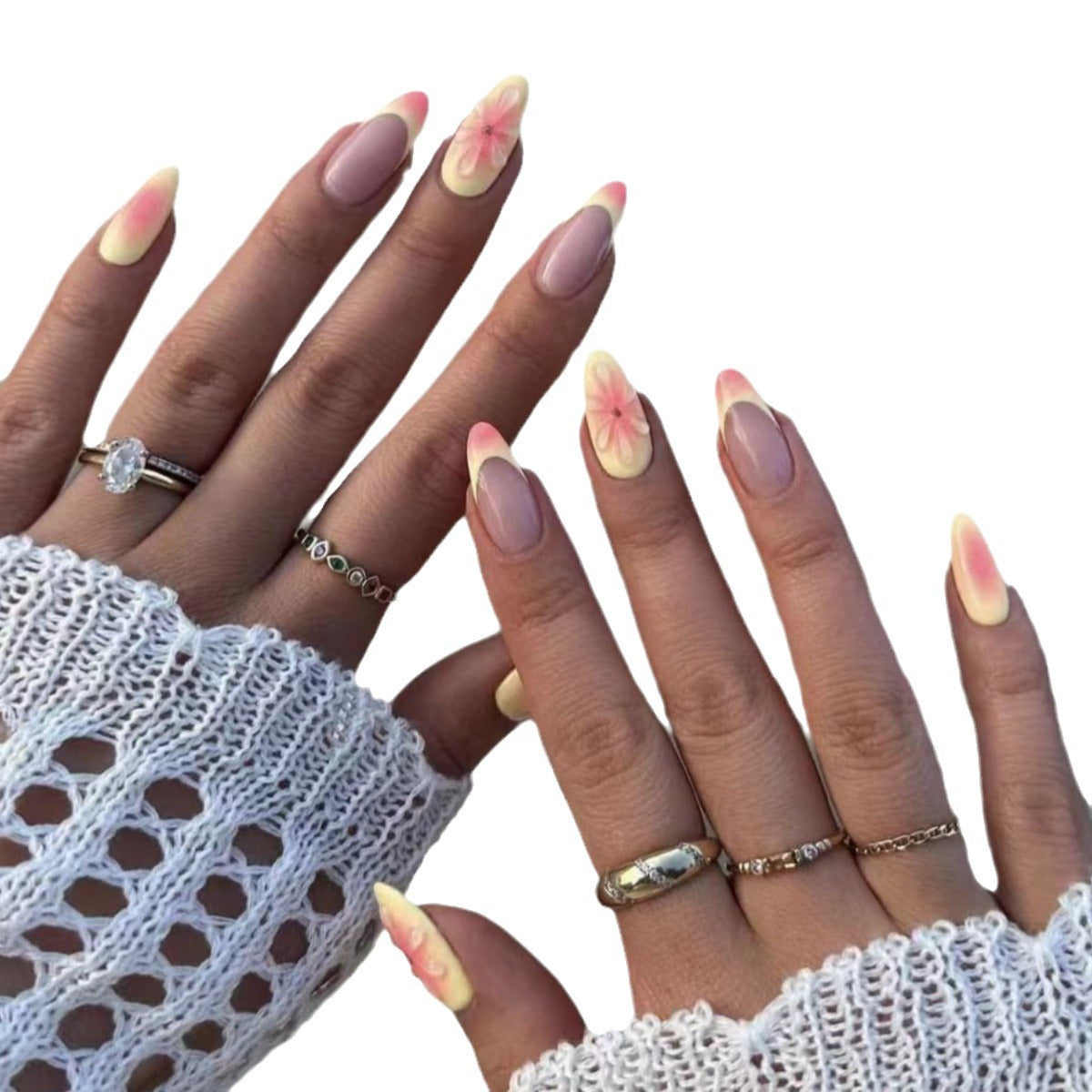 Simple Fake Nails Cartoon 3D Flower Wear Armor Detachable