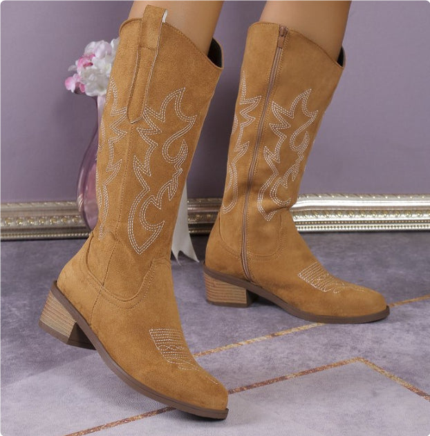 Vintage Embroidered V Cut Martin Boots