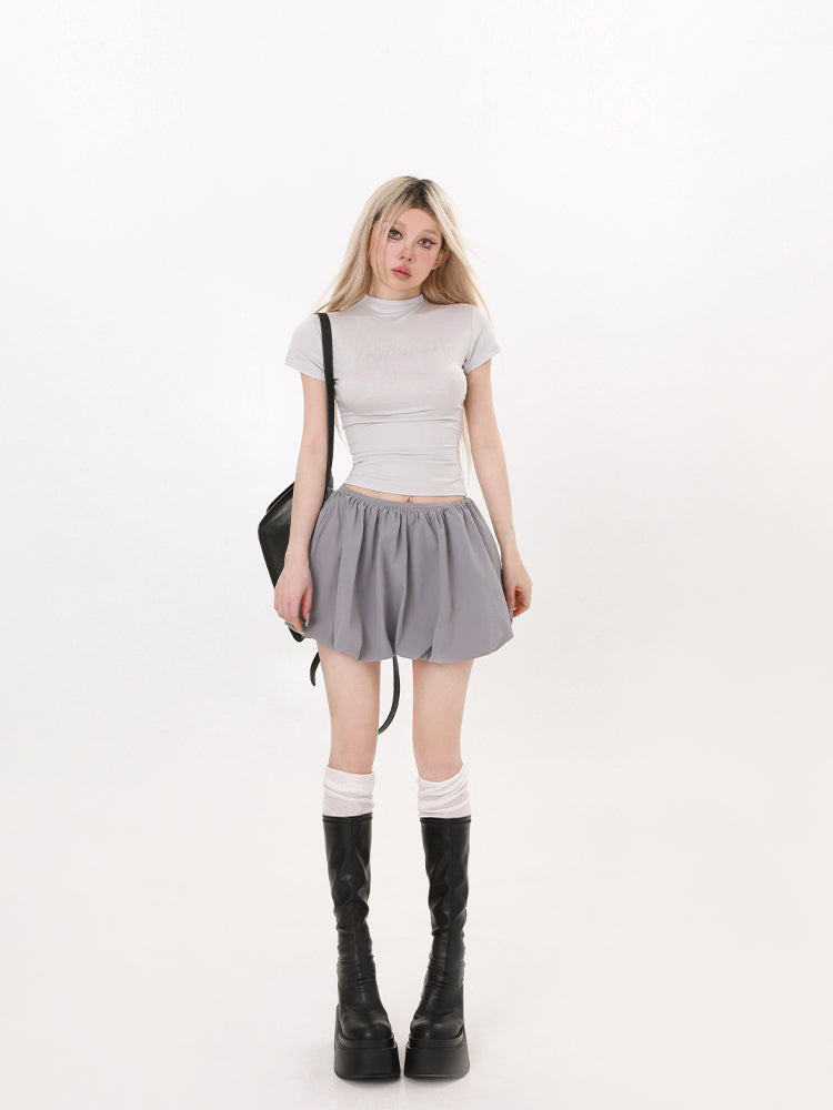 Women's A- Line Low Waist Puffy Bud Skirt