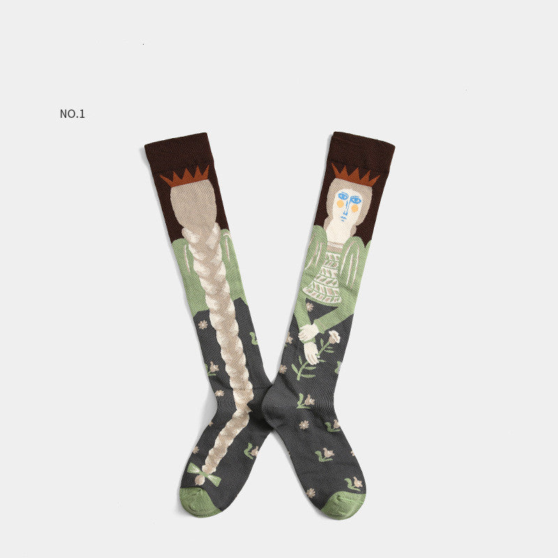 Net Red Socks Street Skateboard Sesame Jacquard European Style