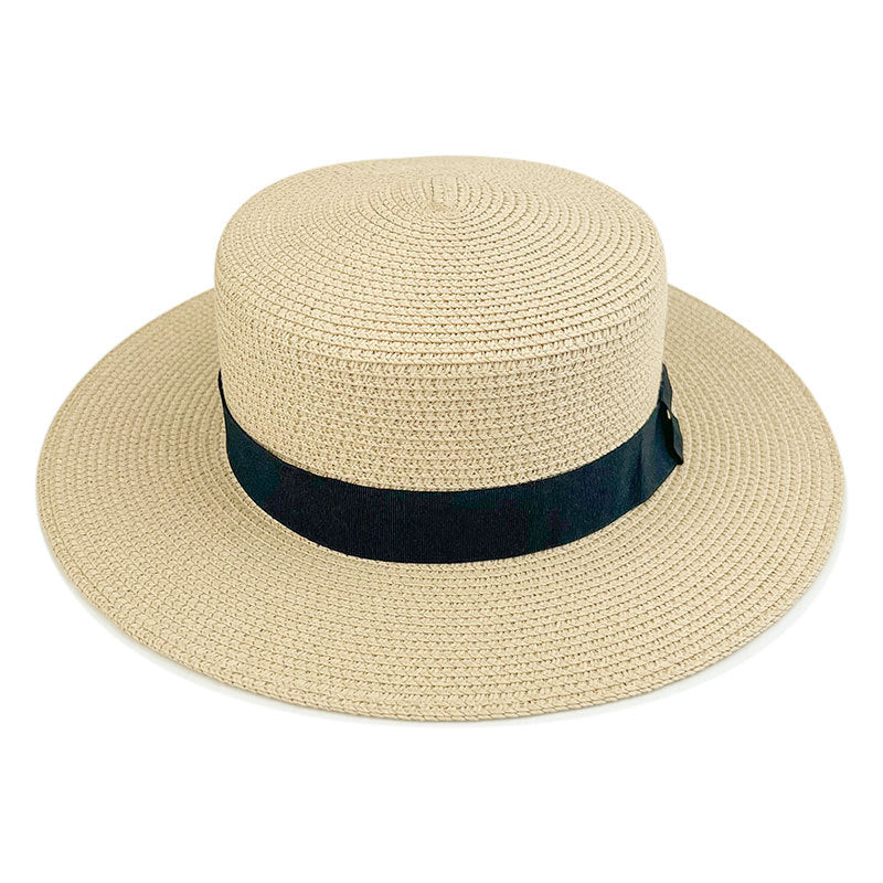 Square Buckle Dome Panama Lafite Flat Straw Hat 21 Color