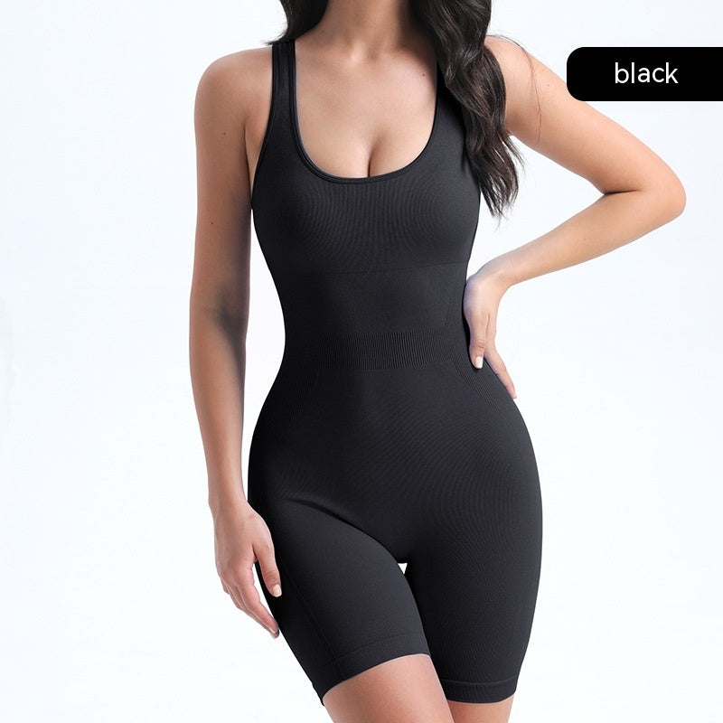 European And American Seamless Knitted Yoga Clothes High Waist Hip Lift With Chest Pad Shockproof Sleeveless Jumpsuit