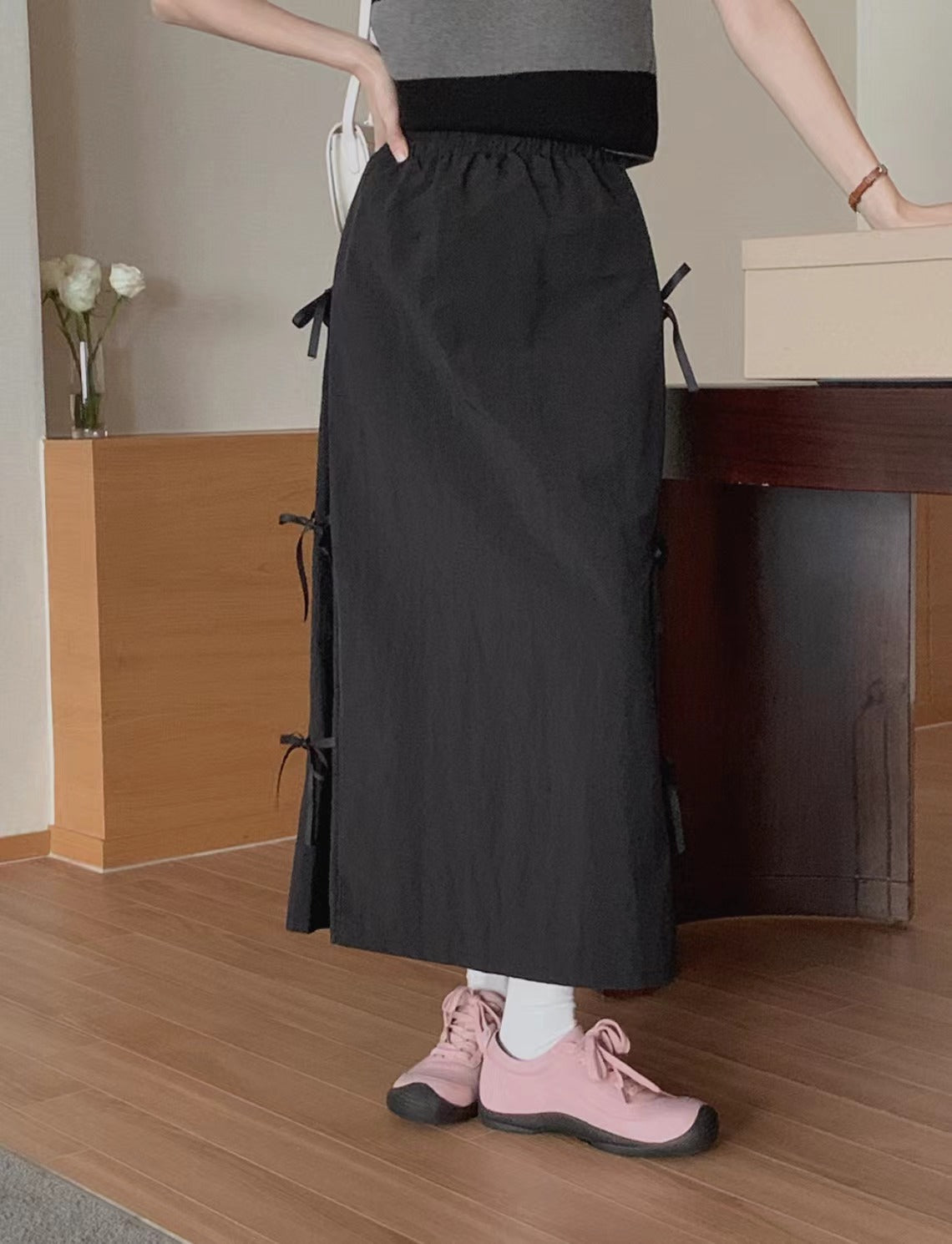 Design Bow Tie Women's All-match Mid-length Split Skirt