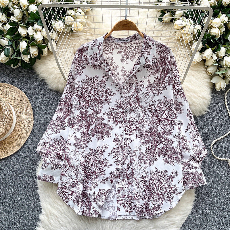 Lazy Style Niche Versatile Loose Casual Printed Shirt
