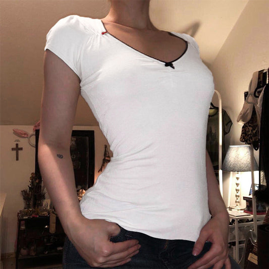 Ensfarvet ærmeløs slim casual T-shirt