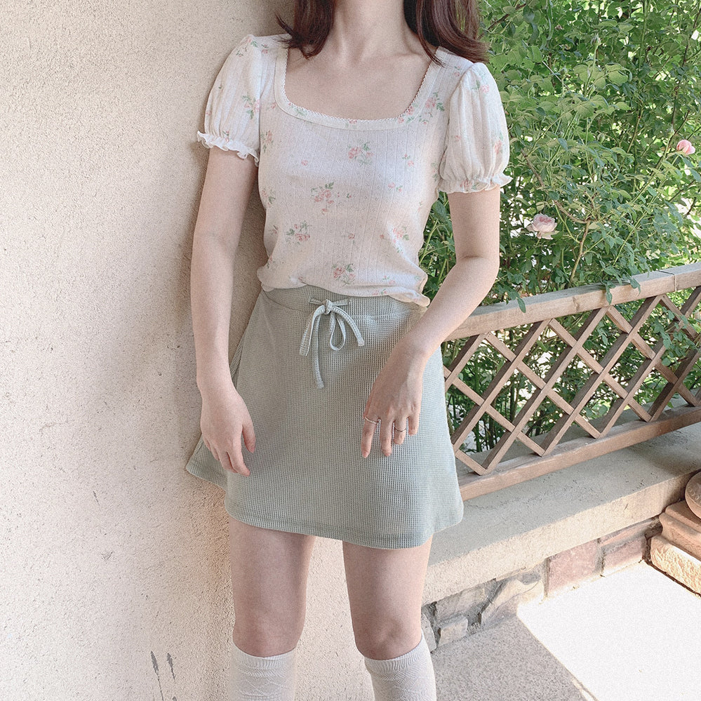 Retro French Girl Cream Rose Short Sleeves