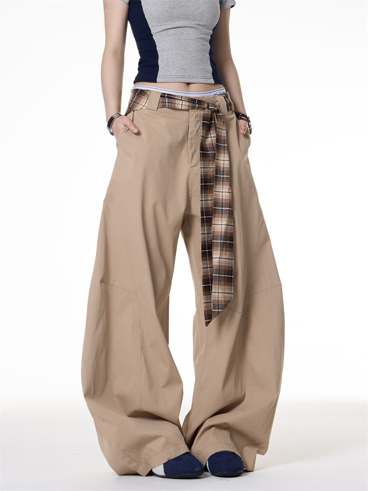 American Retro Hot Girl Khaki Machete Casual Wide-leg Pants
