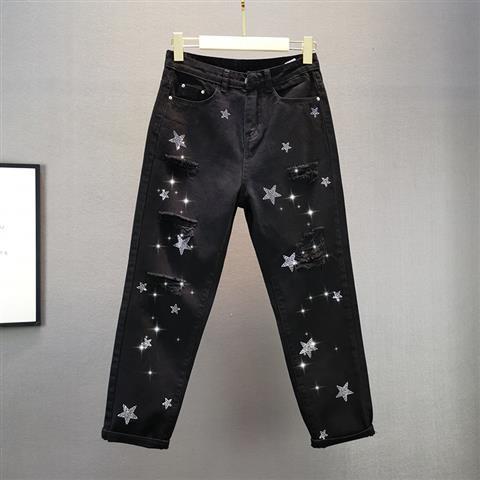 Men's Loose And Thin Star Hot Drill Hole Chimney Pants